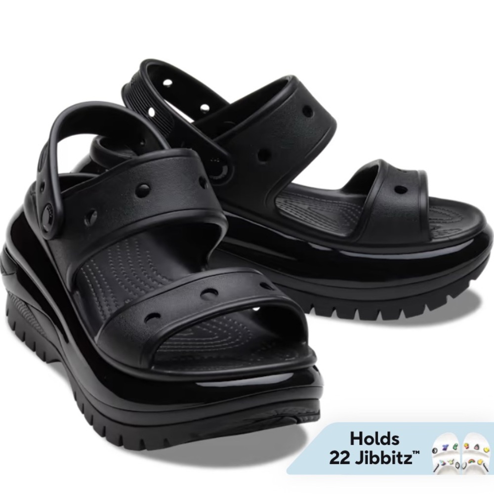 Black Crocs Mega Crush Sandals W9